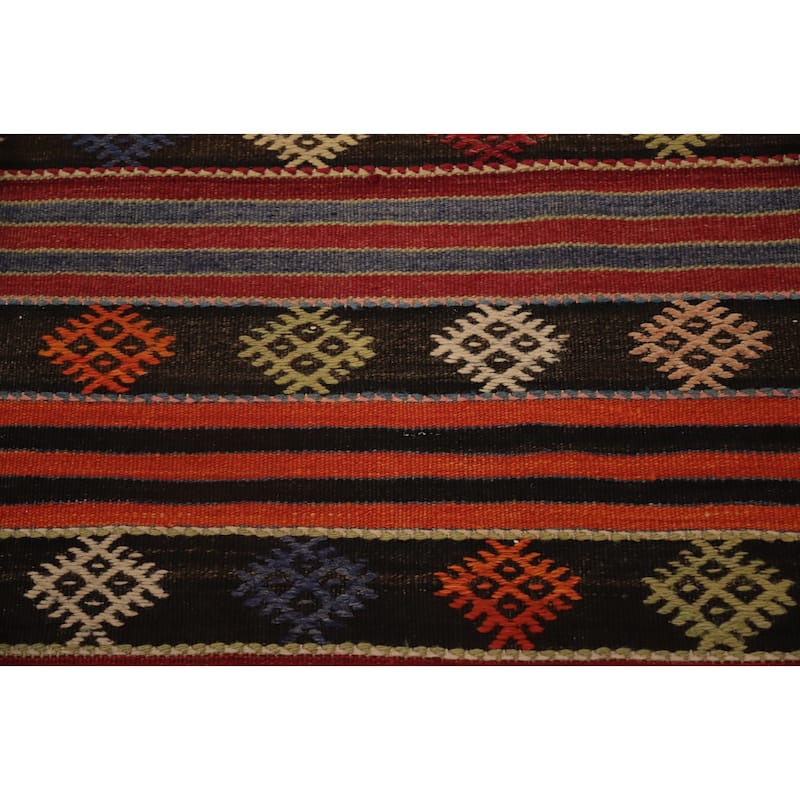 Hand Woven Oriental 100% Wool Carpet Southwestern Tribal Multi-Colored Kilim Area Rug - 9' 7'' X 6' 3''
