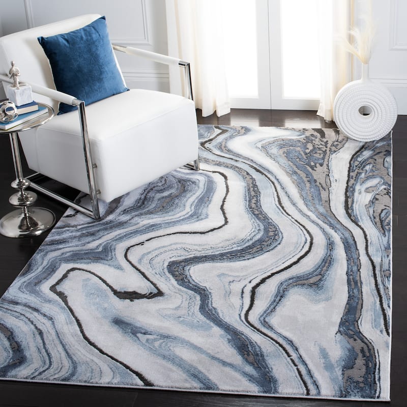 SAFAVIEH Craft Clytie Modern Abstract Marble Pattern Rug - 5'3" x 7'6" - Blue/Grey