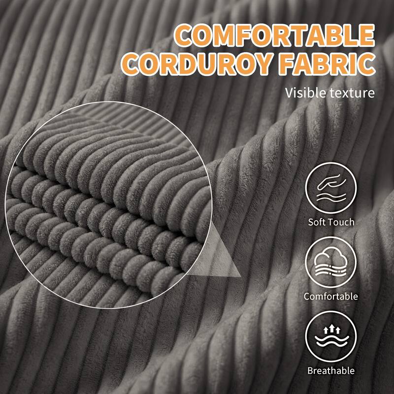 2-in-1 Convertible Corduroy Sofa Bed 51" Small Sofa, 2-Seater Loveseat Sleeper Couch with Side Storage