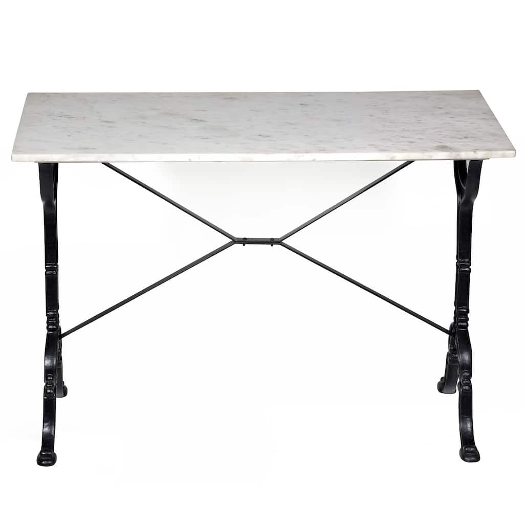 Marble Top Rectangular Bar Table - 42" - White and Black