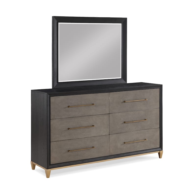 Sammy 5 Piece Black Gray Upholstered Panel Bedroom Set