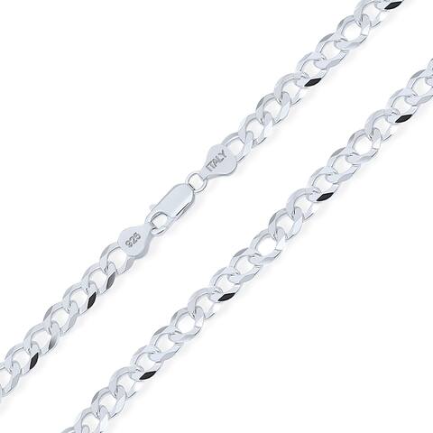 Solid Curb Cuban Link Chain 180 Gauge Heavy Necklace Sterling Silver
