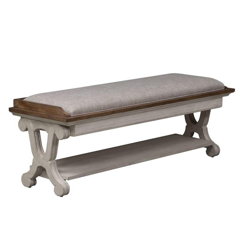 Farmhouse Reimagined Antique White with Chestnut Bed Bench