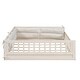 preview thumbnail 10 of 24, Full Size Upholstered Platform Bed with Guardrail, Fluffy Pillows, and Sturdy Pine Wood Bed Frame Safety Guardrails, Beige