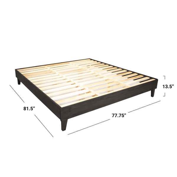 dimension image slide 2 of 30, Kotter Home Solid Wood Mid-century Modern Platform Bed