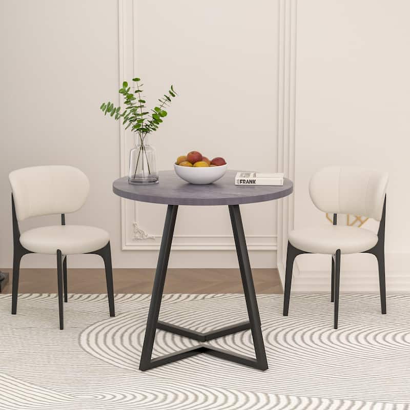 VECELO 35.43'' Round Butterfly Leg Dining Table for 4 MDF Top Kitchen Table Kitchen & Dining Room Tables