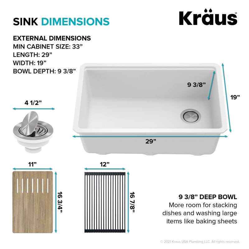 KRAUS Bellucci Workstation Undermount Granite Composite Kitchen Sink