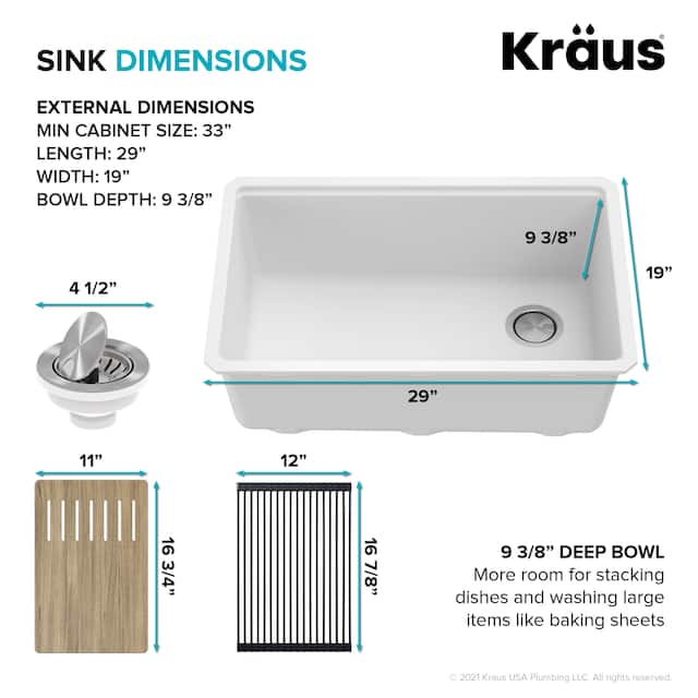 KRAUS Bellucci Workstation Undermount Granite Composite Kitchen Sink