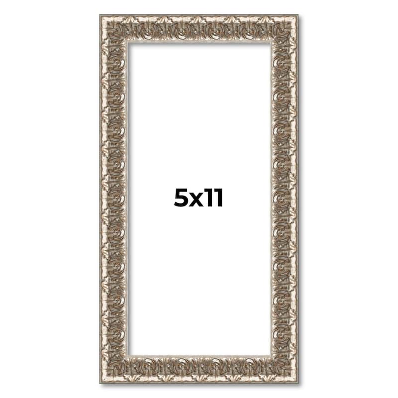 5x11 Frame Silver Versailles Ornate Solid Wood Picture Frame | 1 Inch