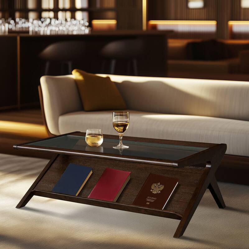 INK IVY Rocket Wood & Tempered Glass Coffee Table