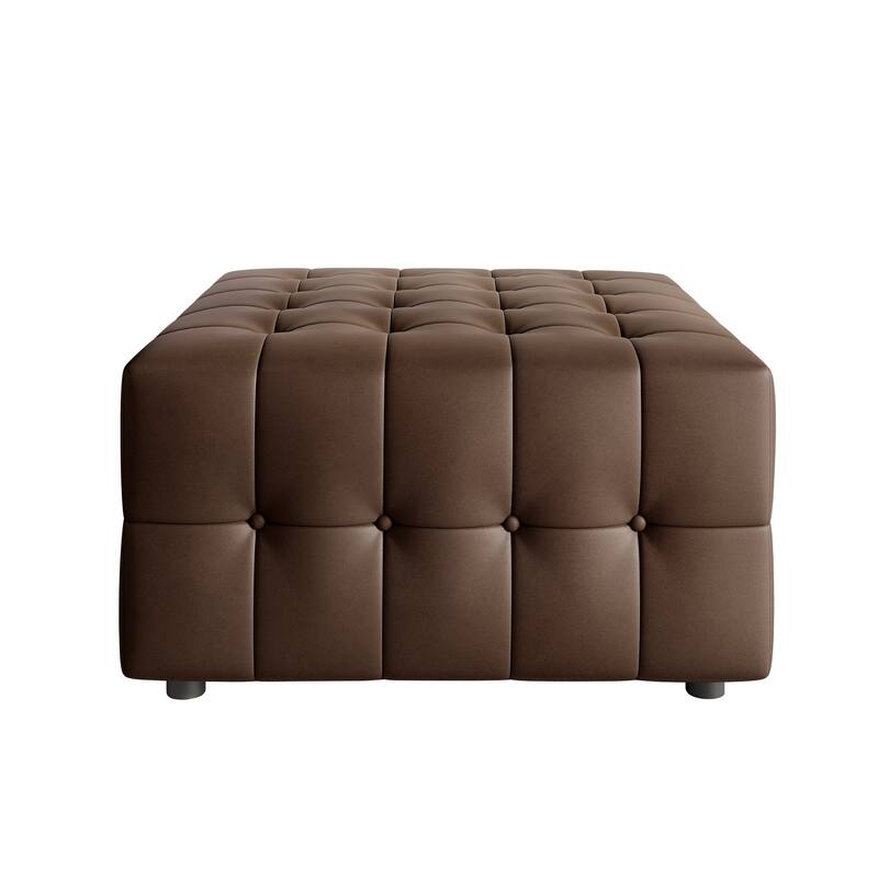 CraftPorch 7-Piece Elegance Button-Tufted PU Upholstered with Ottoman