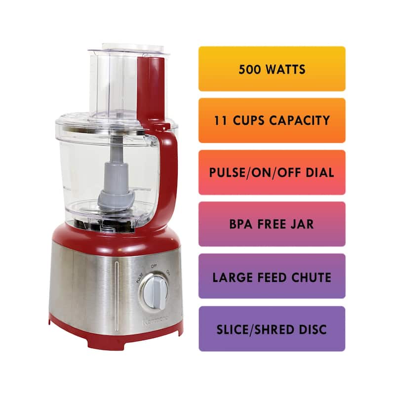 Kenmore 11-Cup Food Processor and Vegetable Chopper, Red & Silver