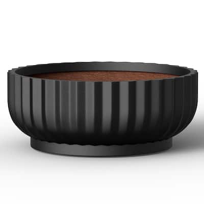 Round Fulted Bowl Planter with Enhanced Interior Concrete Flower Pots