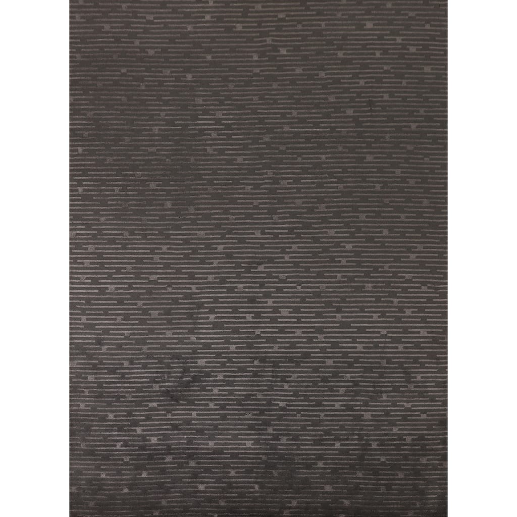 Striped Nepalese Oriental Area Rug Hand-Knotted Wool Carpet - 8'0" x 9'9"