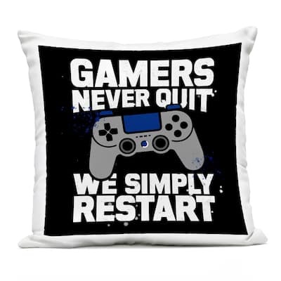 Stupell Gamers Never Quit Phrase Printed Outdoor Throw Pillow Design by Kim Allen