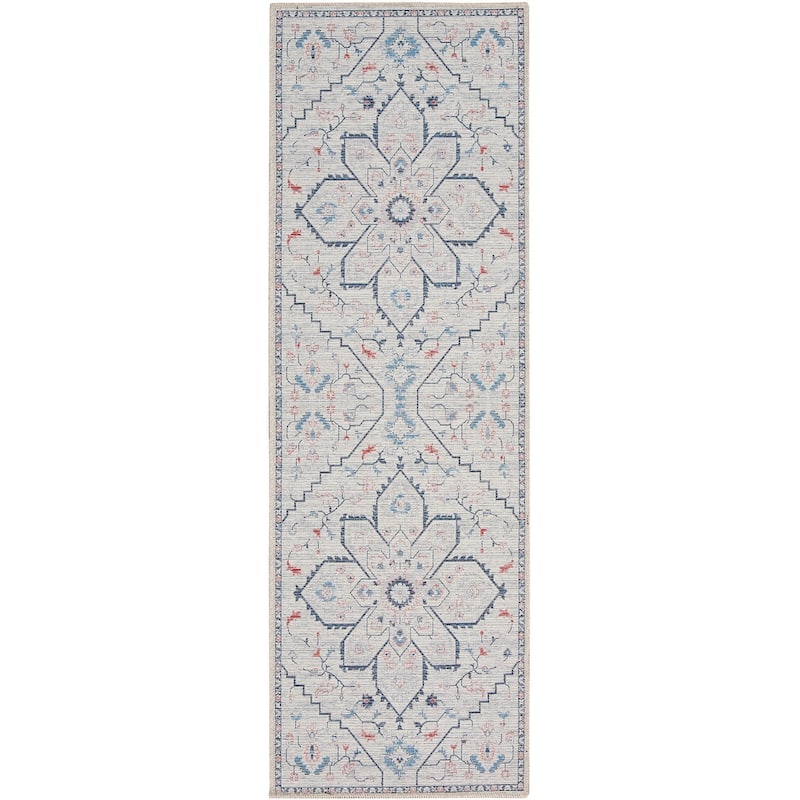 New Concept Washables Indoor only Persian Machine Washable Area Rug - 2' x 6' - Blue - Runner