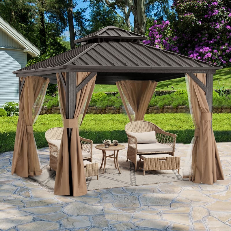 ABCCANOPY Outdoor Hardtop Gazebo with Galvanized Steel Double Roof