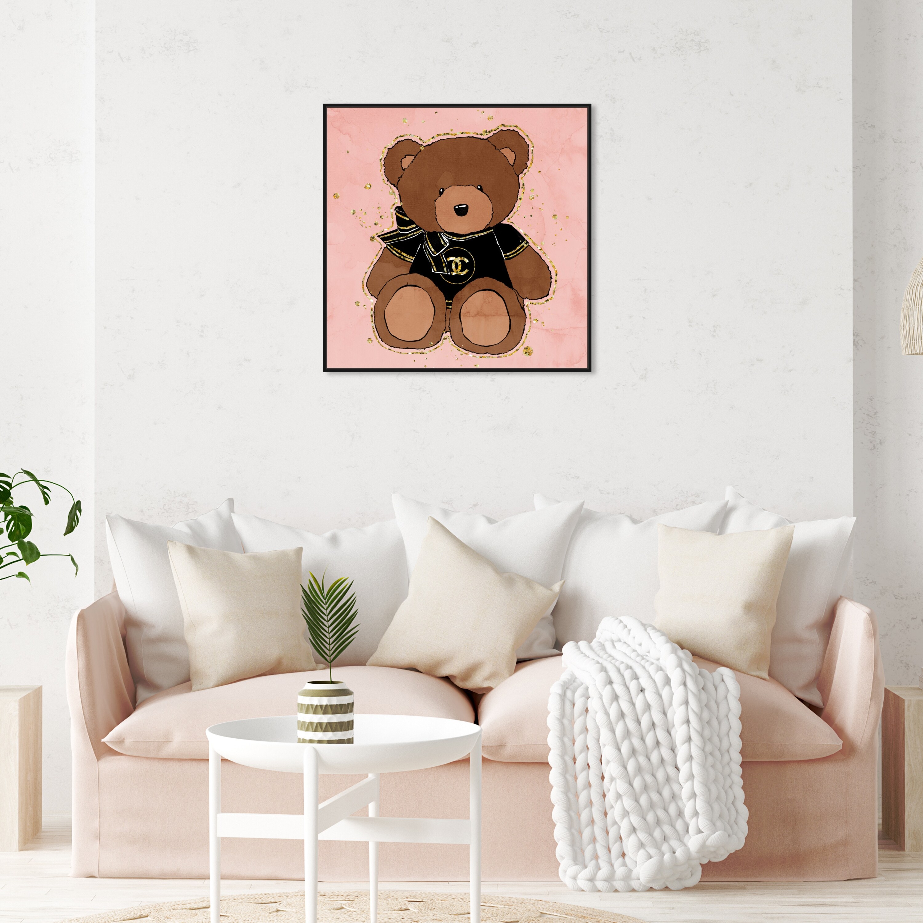 Oliver Gal 'First Glam Teddy Bear' Fashion and Glam Wall Art