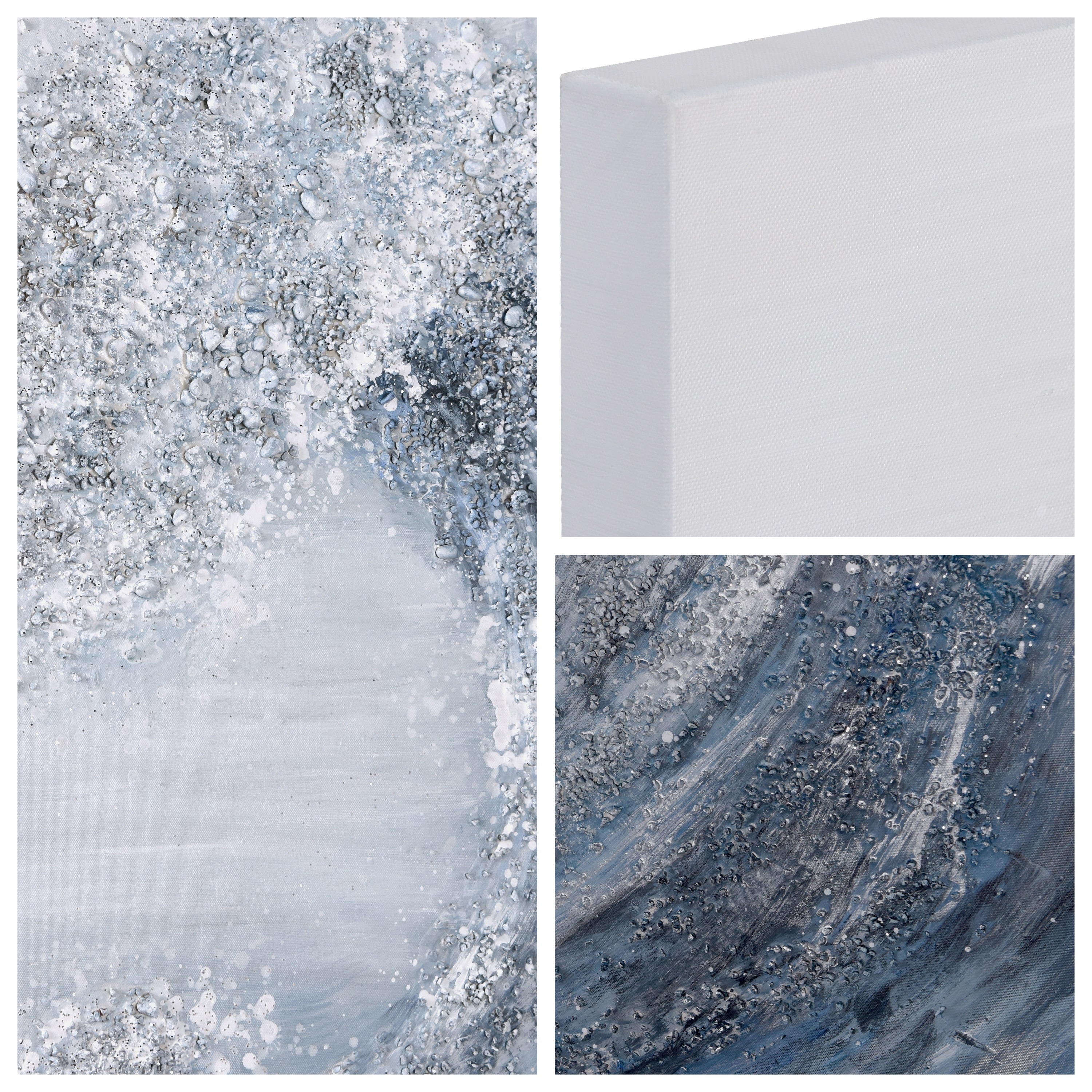 Crystal Wave Textured Glitter Hand Painted Canvas Wall Art - Bed
