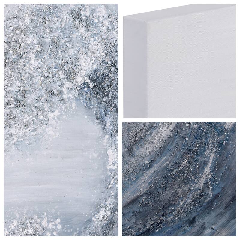 Crystal Wave Textured Glitter Hand Painted Canvas Wall Art