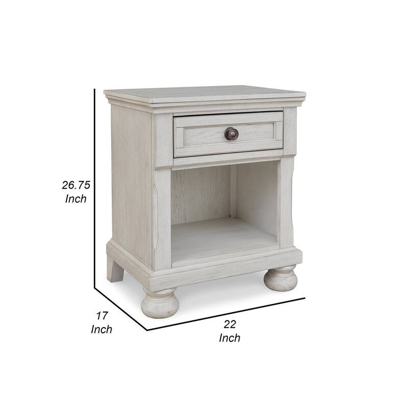 White 1 Drawer 22 in. W Nightstand with Sturdy Hardware and Ample Storage