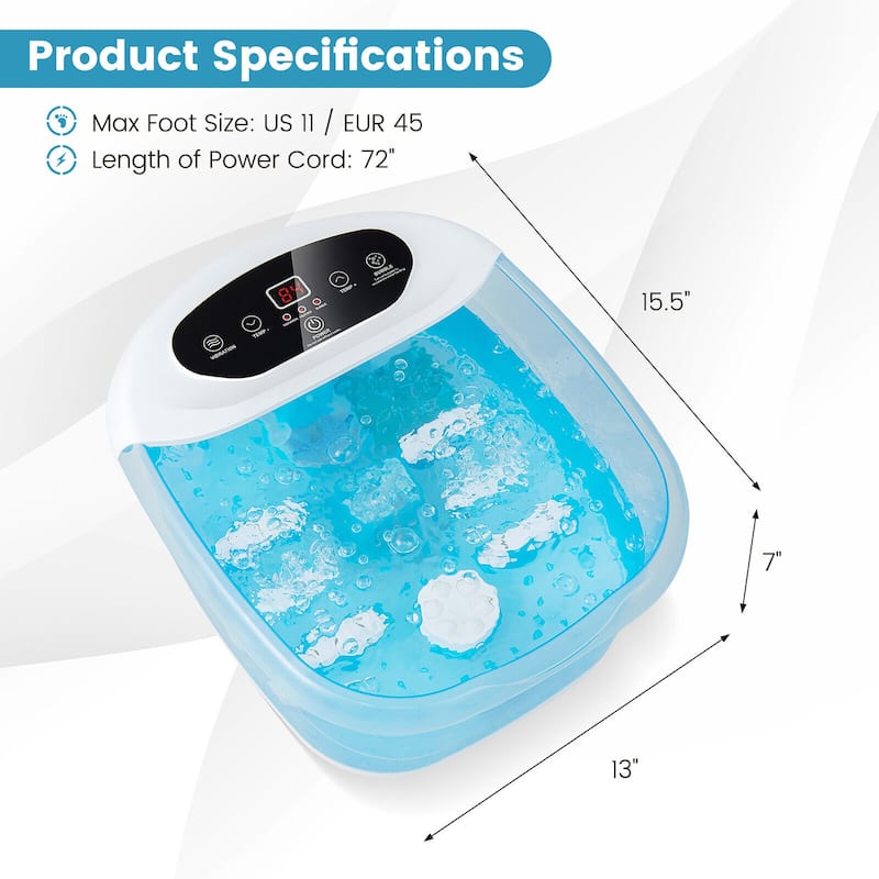 Gymax Foot Spa Massager Foot Bath Soak Tub with Heat Bubble Massage