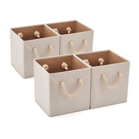 Enova Home Bamboo Style Storage Fabric Box Set (Set of 4)