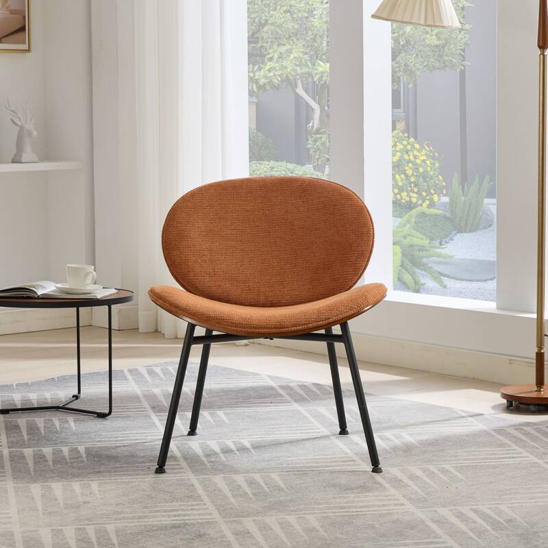 GDF Studio - Shells Mid-Century Modern Fabric Lounge Chair with Walnut Wood Base and Comfortable Curved Backrest