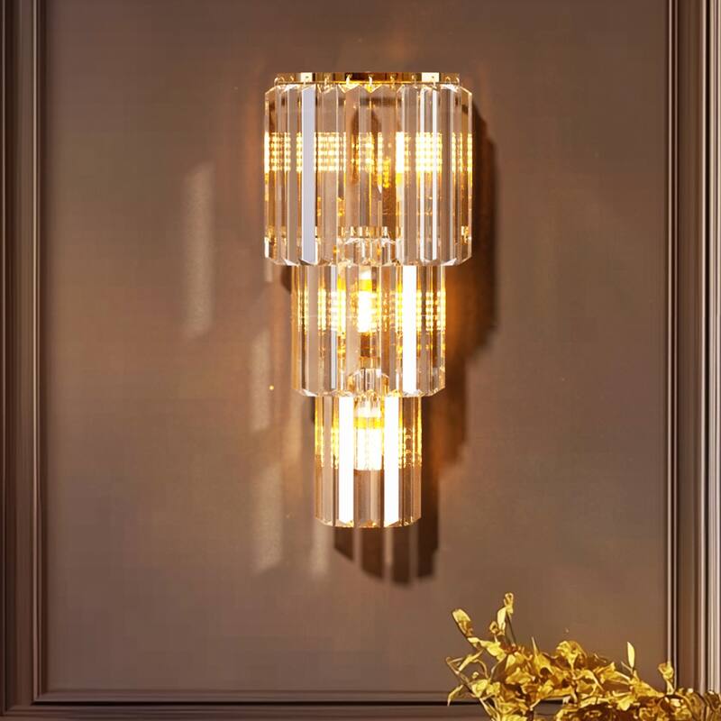 Sumptuous Triangular Prism Crystal Wall Sconce Bedside Lamp
