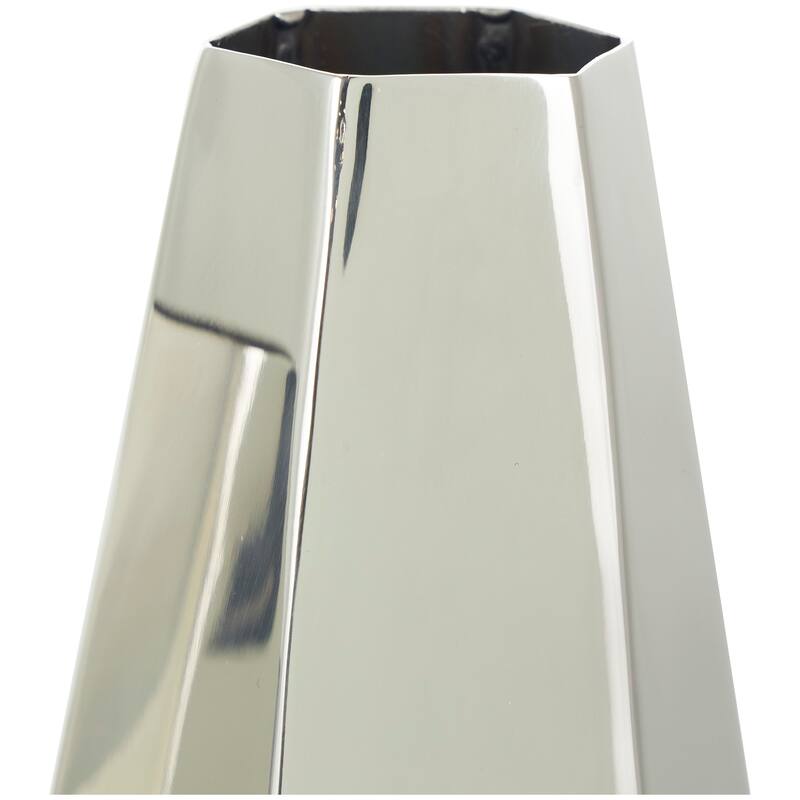 Silver or Gold Stainless Steel Metal Hexagon Shaped Geometric Vase with Varying Heights (Set of 3)