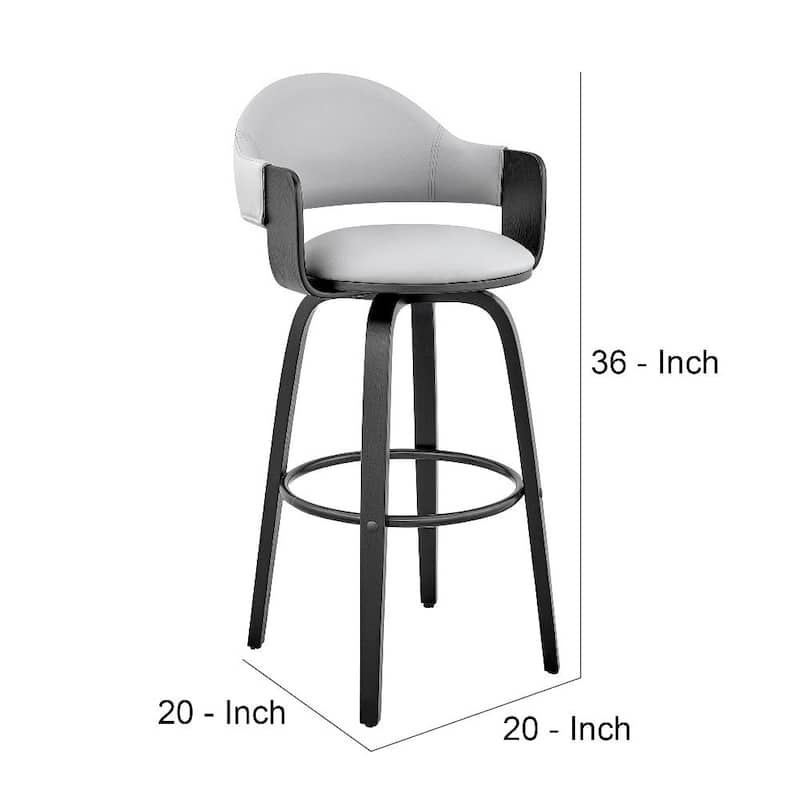 26 Inch Leatherette Barstool with Curved Back - 20 L x 20 W x 36 H Inches