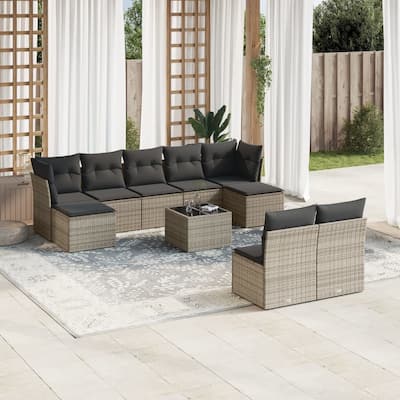 vidaXL Garden Sofa Set Grey PE Rattan Large Modular Garden Sofa Set - 21.7 x 21.7 x 14.6