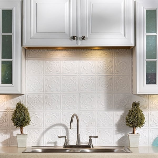 Fasade Ripple Matte White Backsplash Panel 15 Sq Ft Kit Fasade Ripple Matte White Backsplash Panel 15 Sq Ft Kit