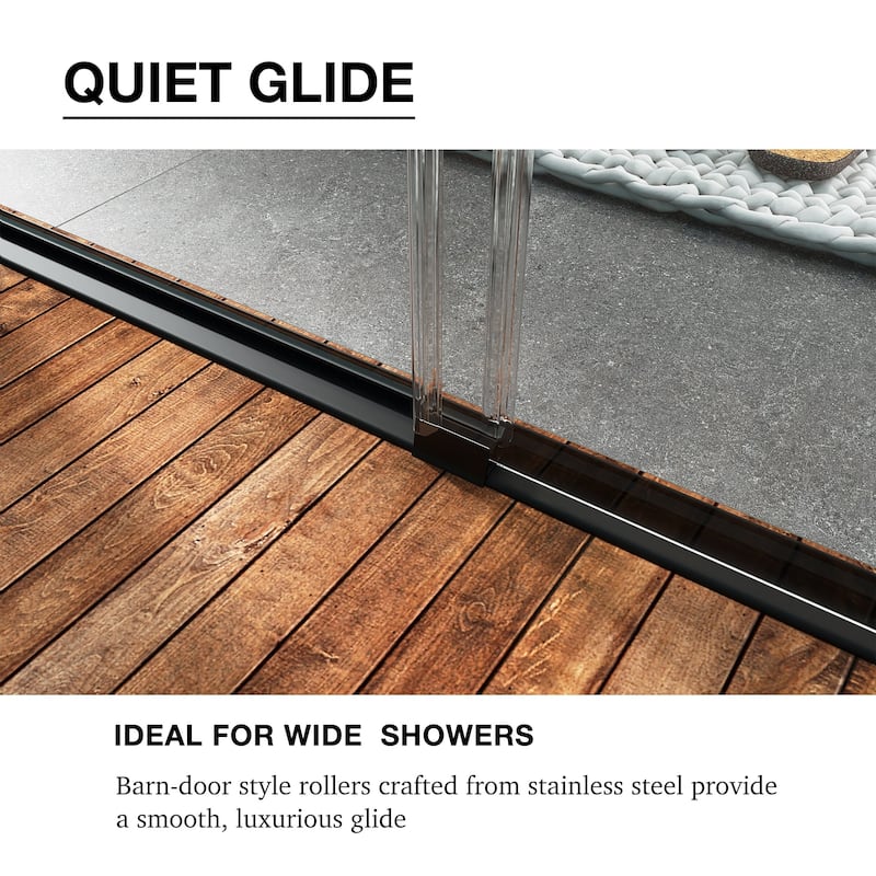48/54/60 Inch Double Sliding Framed Shower Door with Clear Tempered Glass