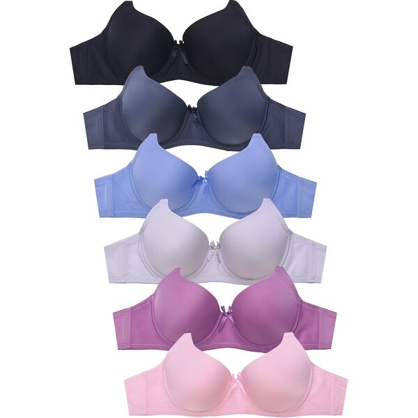 6-PACK Sofra Women's Full Coverage Solid Bra. Opens flyout.