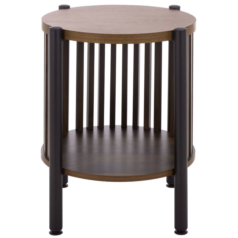 SAFAVIEH Home Marami Accent Table - 18"W x 18"D x 21"H - Walnut/Black