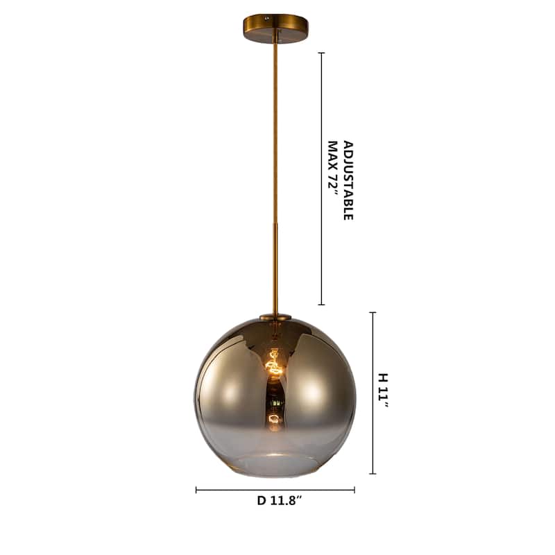 1-Light Gold Single Pendant With A Bronze Ombre Glass Shade