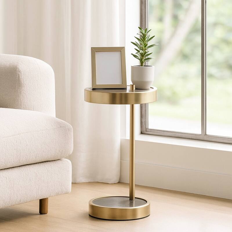 Stylish Accent Side Table with A Sleek Frame - 23.25", Black & Gold - 23.25"