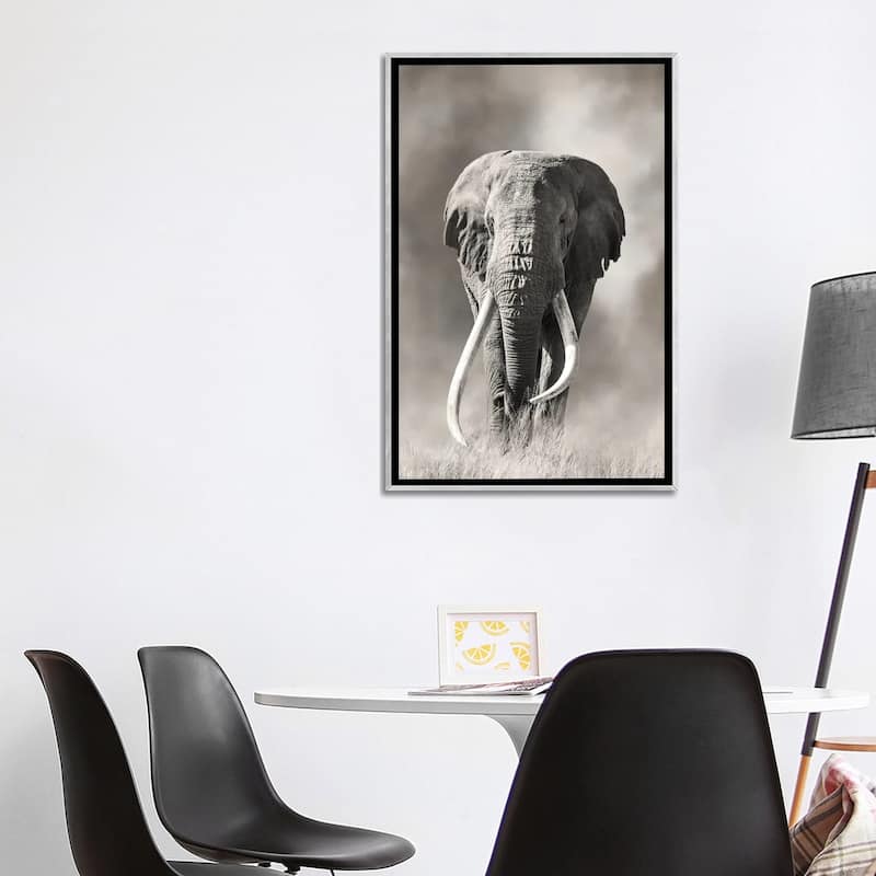 iCanvas "Giant Tusk Bull Elephant Emerges From The Dust Amboseli National Park" by Jane Rix Framed