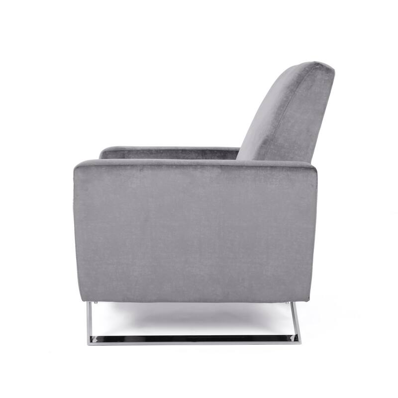 Reki Push Back Manual Recliner Chair, Stainless Steel Legs, Gray