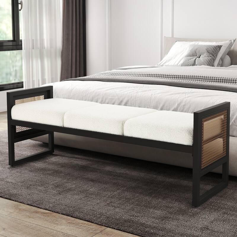 Fabric Upholstered Storage Bench for End of Bed, Entryway - 56.69"L x 16.93"W x 22.4"H