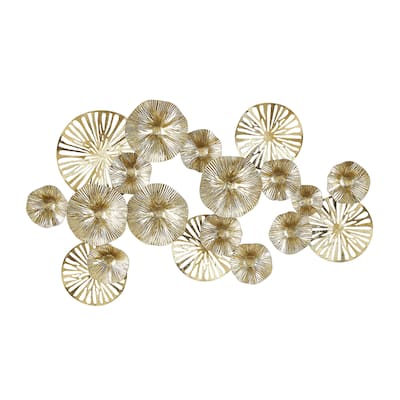 Pondera Flowers 29.5 Inches Wide Modern Gold Metal Wall Art - N/A
