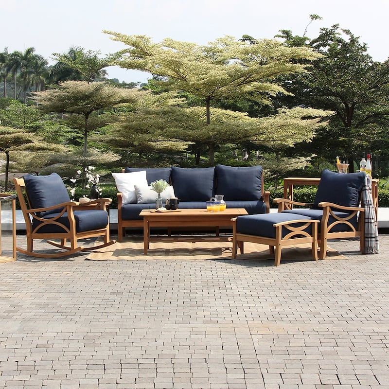 Cambridge Casual Lowell Teak Outdoor Rocking Chair with Cushion