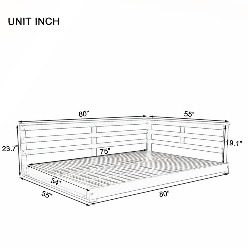 Durable Acacia Wood Porch Swing Bed with Hemp Ropes for Patio and Garden