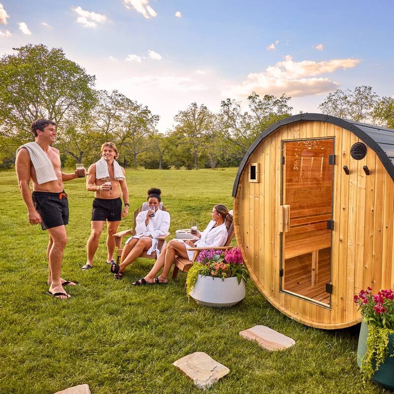 Backyard Discovery Paxton 4-6 Person Outdoor Barrel Sauna, 9kW Heater