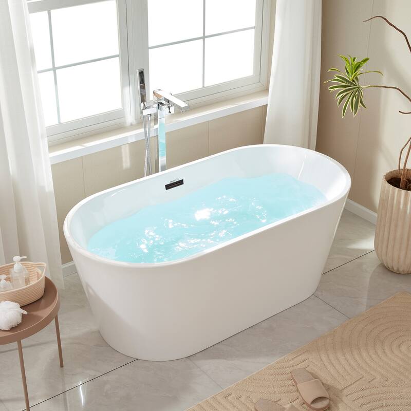 Vanity Art 59" Acrylic Freestanding Soaking Bathtub