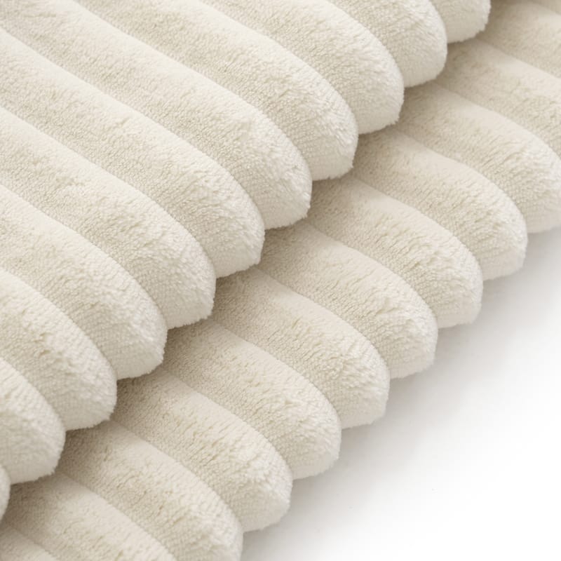 Roomfitters 141.5" Corduroy Sectional Sofa, U Shaped Couch with Console, Deep Wide Seat, Ottoman, Cream