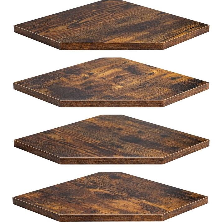 Corner Shelf Wall Mount, Floating Corner Shelves, Set of 4 - Brown