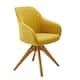 Art Leon Classical Swivel Office Accent Chair with Wood Legs - Walnut Finished Wood Legs - Yellow Fabric