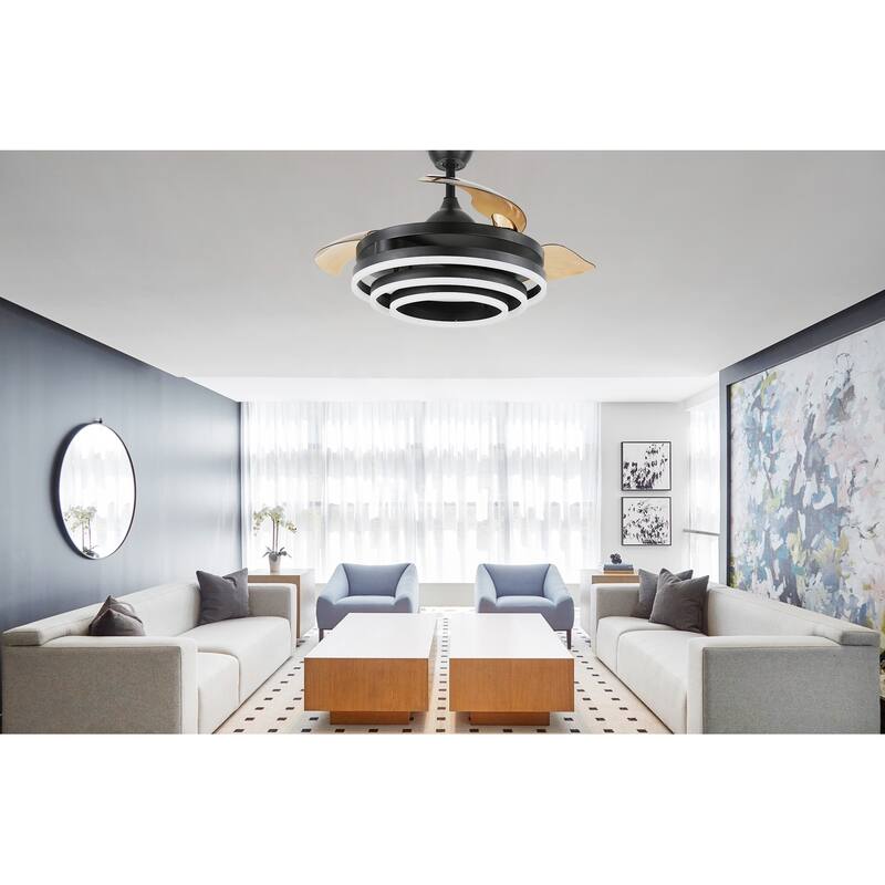 Oaks Aura 42in. LED DIY Shape Modern Ring Ceiling Fan With Lights, 6-Speed Latest DC Motor Remote Control Rose Ceiling Fan